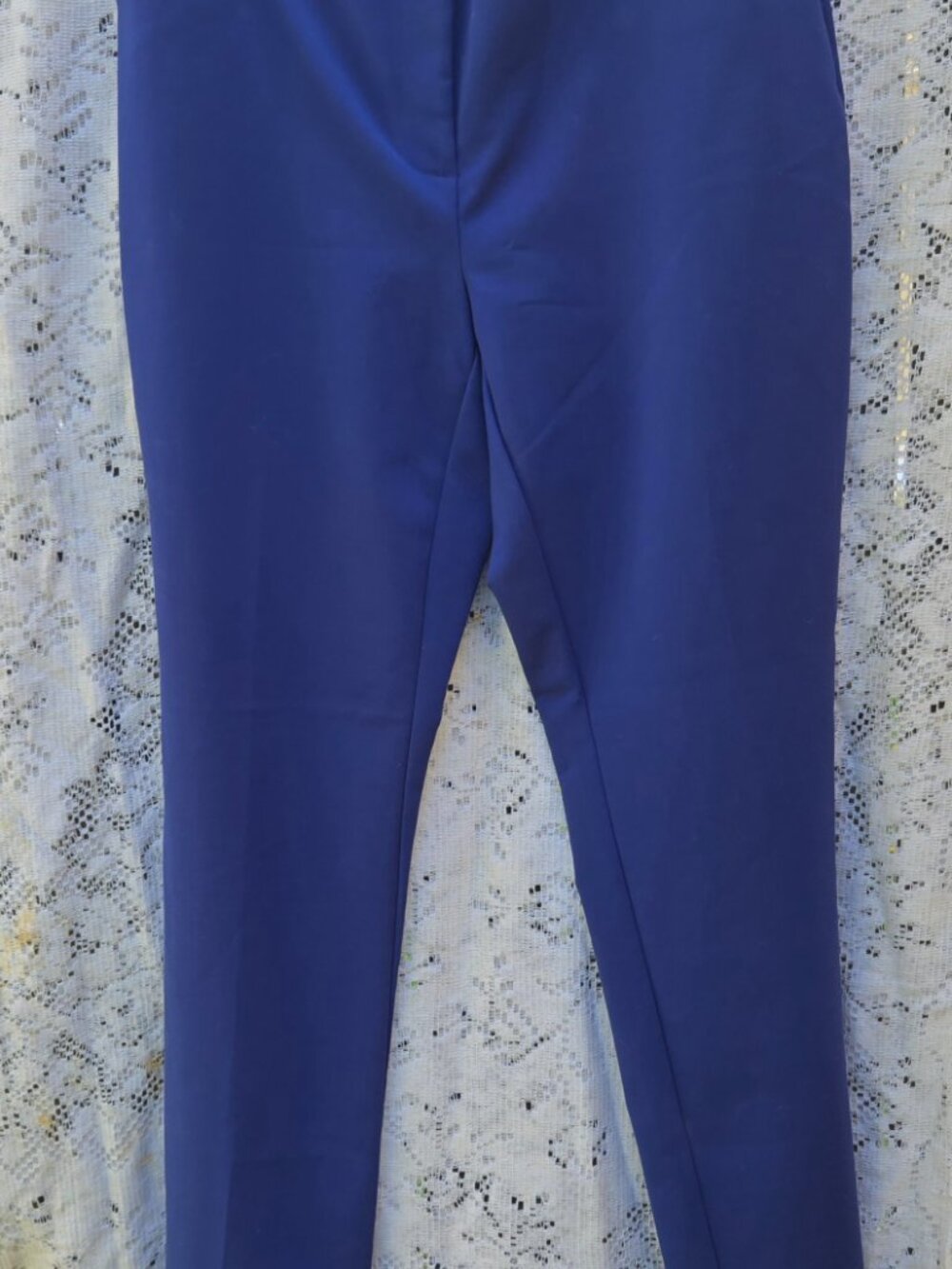 Blue Knit Slacks Size 10; straight leg; Washable and comfy